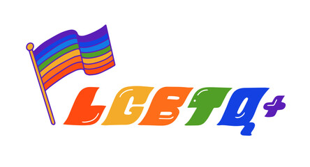 LGBTQ, color lettering, gay pride rainbow flag