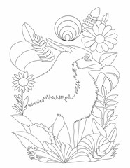 Wolf line art for coloring book interior for kids 