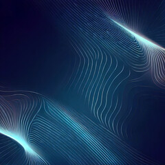 Abstract glowing circle lines on dark blue background with Generative AI.