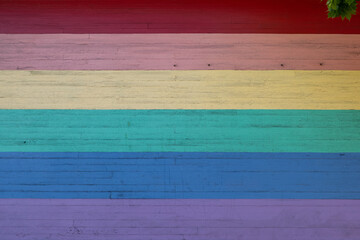 Rainbow flag concrete wall murales.