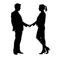 Businessman and Businesswoman Shaking Hands in