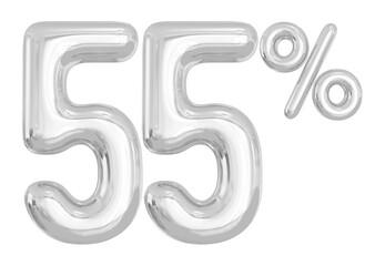 Number 55 Percent Off Silver Balloon
