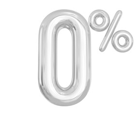 Number 0 Percent Off Silver Balloon