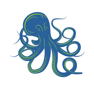 Octopus icon. Vector illustration of octopus on white background.