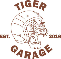 logo vector line tiger garage motorcycle vintage
