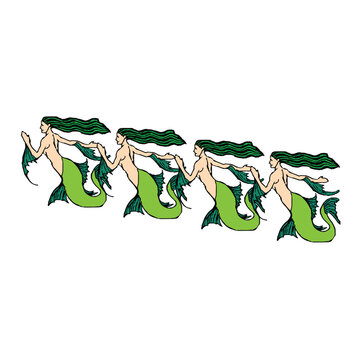 beautiful mermaids icon image vector illustration design  green color