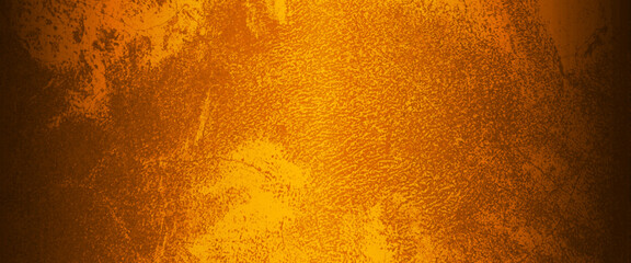 Gold and orange background texture with distressed vintage grunge and shiny spotlight corner design in upper corner and gradient hot bright color abstract textured design from dark to light
