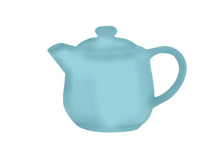 blue teapot teapot for drinking
on a white background.