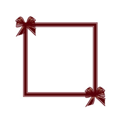 赤色オーガンジーのリボンフレームのベクターイラスト。