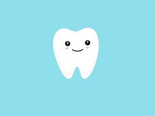 White tooth cartoon used as hospital clinic logo on a white background.