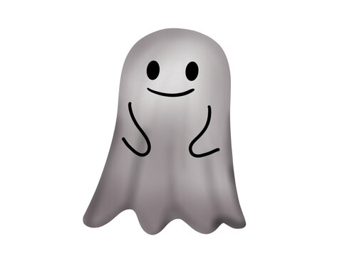 Cartoon image of a little ghost, a cloth ghost, a cute little ghost on Halloween.on white background
