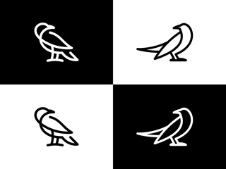 crow bird illustration icon logo