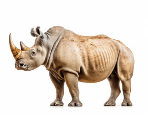 Obraz premium photo of northern white rhinoceros isolated on white background. Generative AI