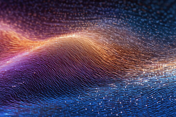 abstract futuristic background with pink blue glowing neon moving wave lines and bokeh lights. Data transfer concept wallpaper, Ai Generative