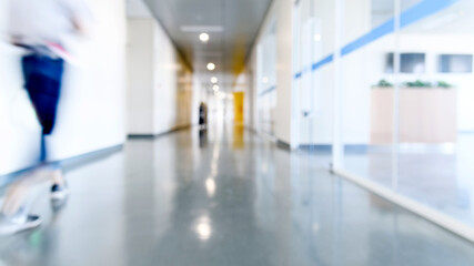 Abstract blurred background of hospital hallway