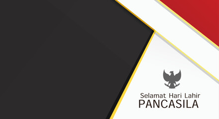 Happy Pancasila Day. Selamat Hari Lahir Pancasila means Happy Birthday Pancasila. Design abstract of background and silhouette of Indonesian Garuda symbol