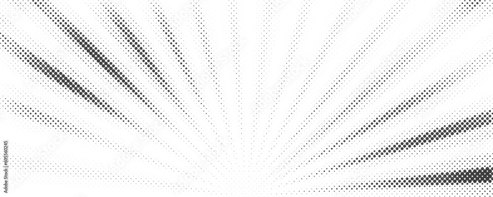Aufkleber sun rays halftone background. white and grey radial abstract comic pattern. vector explosion abstrac