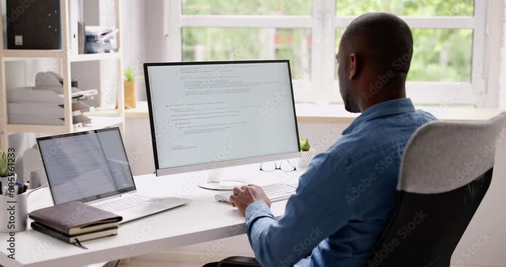Leinwandbilder Computer Programmer Writing Program Code On Computer