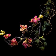 Fototapeta premium flower vine on black background