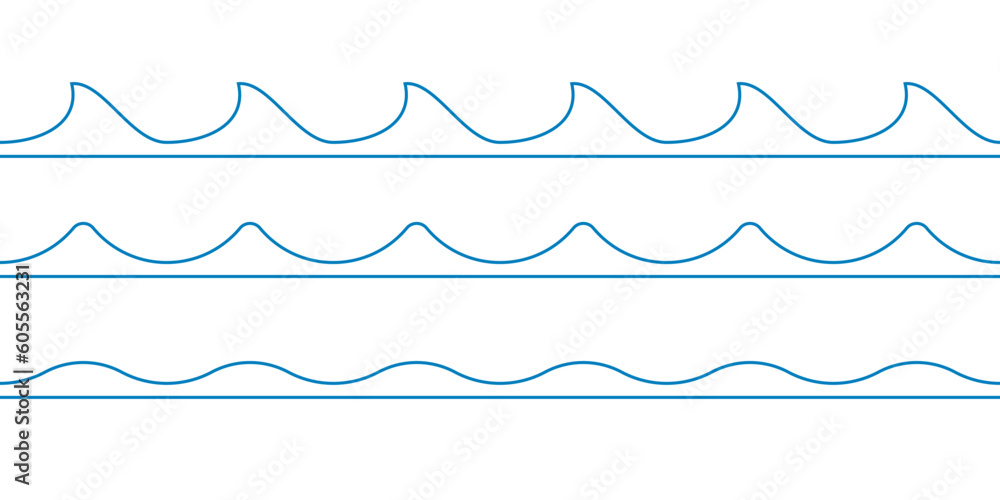 Canvas Prints wave set. seamless water waves pattern with abstract line shapes. sea, ocean, river symbol. vector i