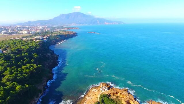 drone shot of the coast of tipaza algeria