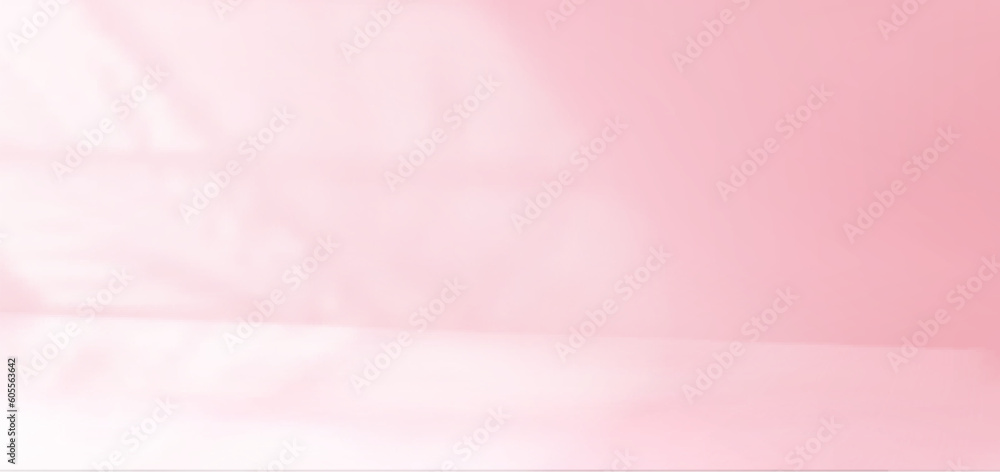 Aufkleber 3d pink wall in studio room background with window light. vector pastel abstract backdrop with space