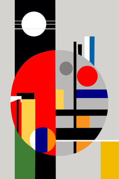 Ilustraci&oacute;n vectorial en un sencillo estilo geom&eacute;trico minimalista, vector retro formas geom&eacute;tricas de colores llamativos, dise&ntilde;o geom&eacute;trico abstracto de estilo retro,Uso para pancartas, folletos