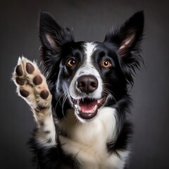 Endearing Border Collie Pleading with Paws. Generative AI
