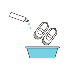 上履きの洗い方　シンプルな線画イラスト素材