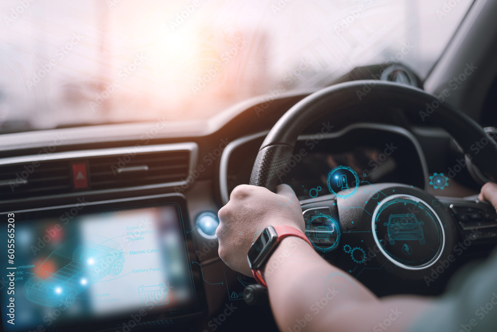 Poster a future automobile and a visual user interface. linked, intelligent vehicles 