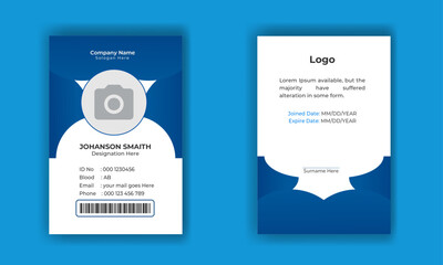 Blue Color School and College Student Id Card Design