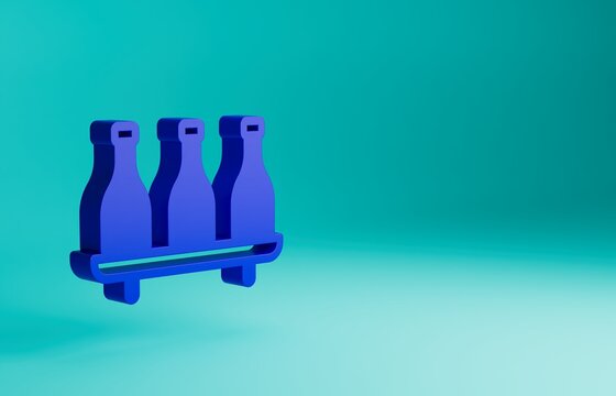 Blue Bottle of wine icon isolated on blue background. Wine varieties. Minimalism concept. 3D render illustration