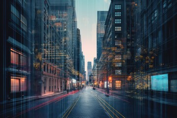 Obraz premium traffic at night, street view, slow shutter