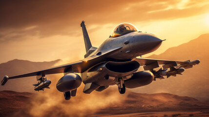 Fototapeta na wymiar aircraft F-16 Fighting Falcon . Generative AI