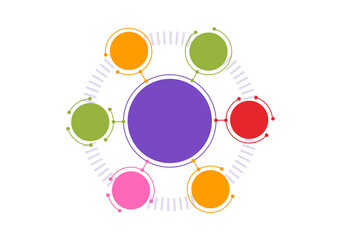 Abstract Social Network Vector Illustration with Polygonal Circles Shapes, Molecules Technology and Connecting Dots or Lines in Hand Drawn Templates
