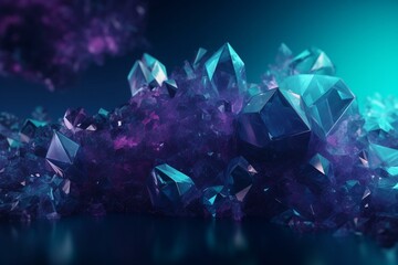 Naklejka na ściany i meble Geometric abstract blue purple science background with transparency. Generative AI