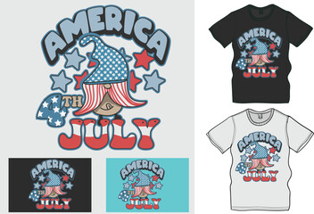 American Boy Takes an American flag retro illustration of  4th July, The Ultimate Collection of Independence Day T-Shirt Designs, Celebrate 4th of July in Style