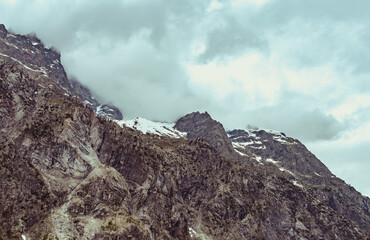 Hiking in the Ecrins massif near Ailefroide campsite in the French Alps