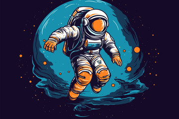 Astronaut in space. Vector illustration.