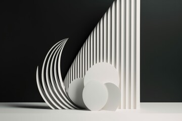3d minimalist geometric artwork, featuring sleek lines and curves, created with generative ai