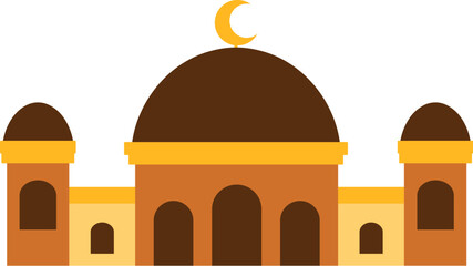 Islamic Mosque Flat Hand Drawn Illustration