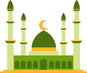 Islamic Mosque Flat Hand Drawn Illustration
