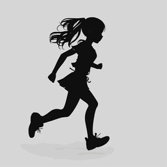 Graceful Girl Running with Flowing Hair