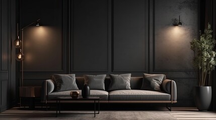 Modern living room interior design Scandinavian style. Mock up