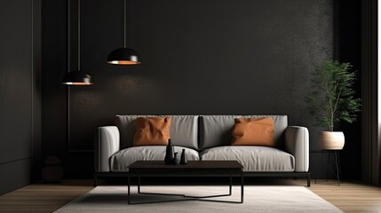 Modern living room interior design Scandinavian style. Mock up