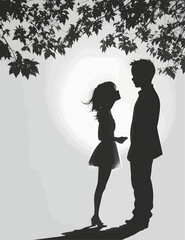 Plakat Silhouette of a Passionate Couple's Encounter