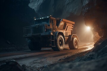 A mining site with a dump truck. Generative AI
