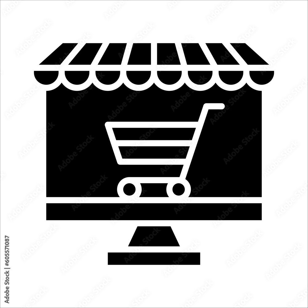 Poster solid vector icon for shopping online which can be used various design projects.