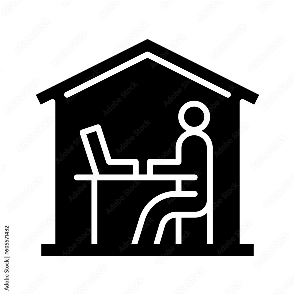 Poster solid vector icon for working at home which can be used various design projects.