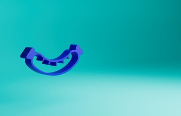 Blue Sausage icon isolated on blue background. Grilled sausage and aroma sign. Minimalism concept. 3D render illustration